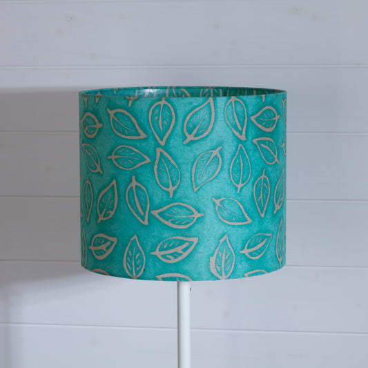 Drum Lamp Shade - B138 ~ Batik Leaf Sea Foam, 30cm(d) x 25cm(h)