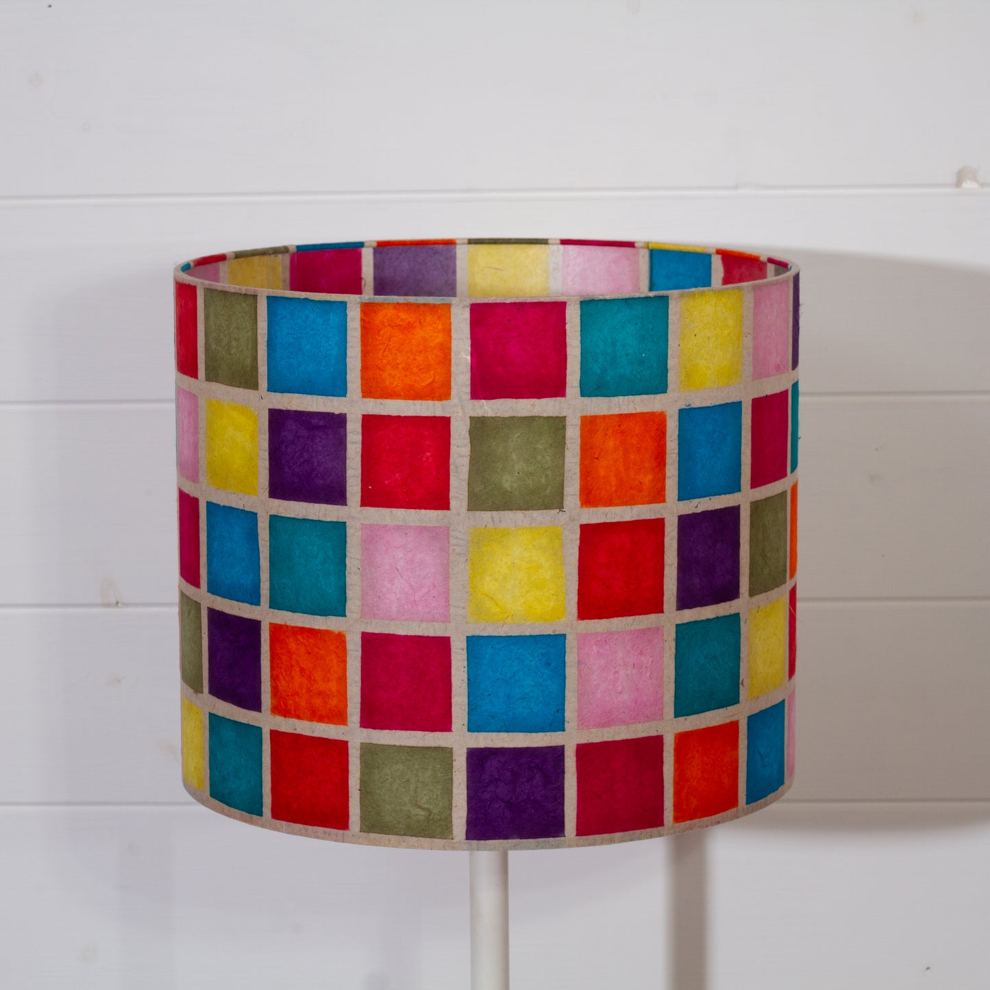 Drum Lamp Shade - P01 - Batik Multi Square, 30cm(d) x 25cm(h)