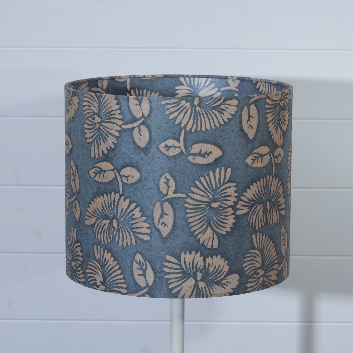 Drum Lamp Shade - B119 Batik Peony Grey, 30cm(d) x 25cm(h)