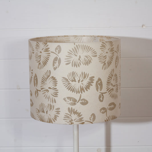 Drum Lamp Shade - P09 - Batik Peony on Natural, 30cm(d) x 25cm(h)