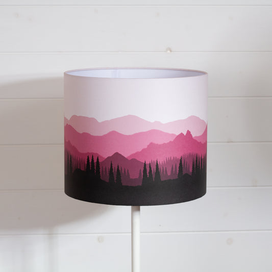 Landscape #4 Print Drum Lamp Shade 30cm(d) x 25cm(h) - Pink