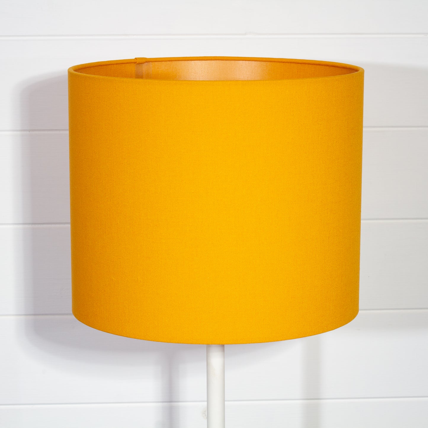 Drum Lamp Shade - F180 ~ Yellow Ochre Linen Fabric, 30cm(d) x 25cm(h)