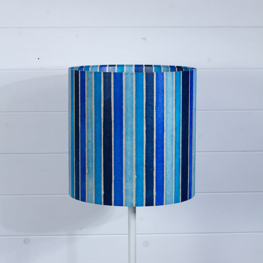Drum Lamp Shade - P05 - Batik Stripes Blue, 30cm(d) x 30cm(h)