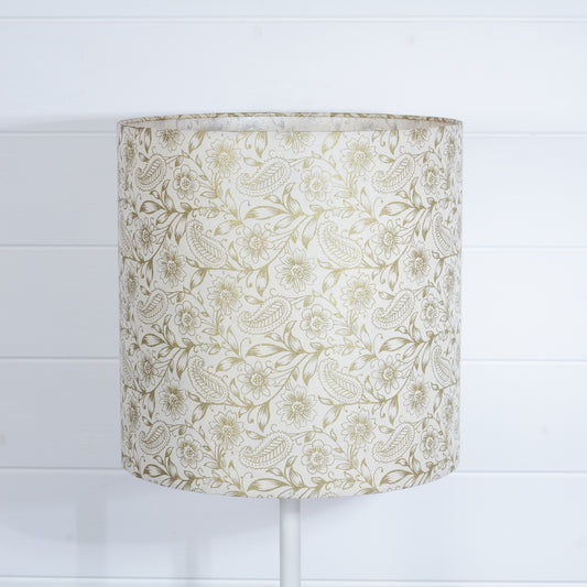 Drum Lamp Shade - P69 - Garden Gold on Natural, 30cm(d) x 30cm(h)