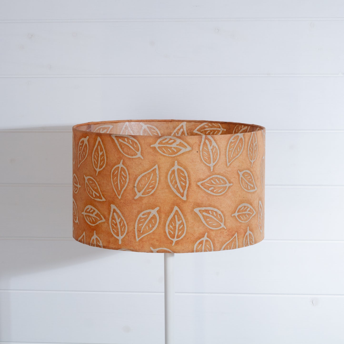 Drum Lamp Shade - P66 - Batik Leaf on Camel, 35cm(d) x 20cm(h)