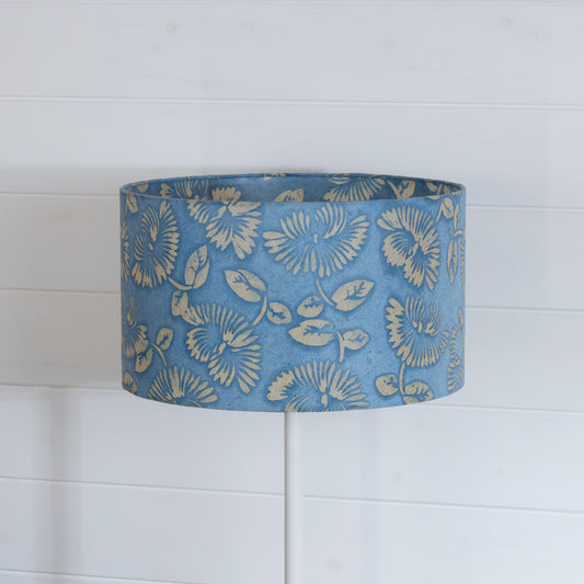 Drum Lamp Shade - B129 ~ Batik Peony Blue, 35cm(d) x 20cm(h)