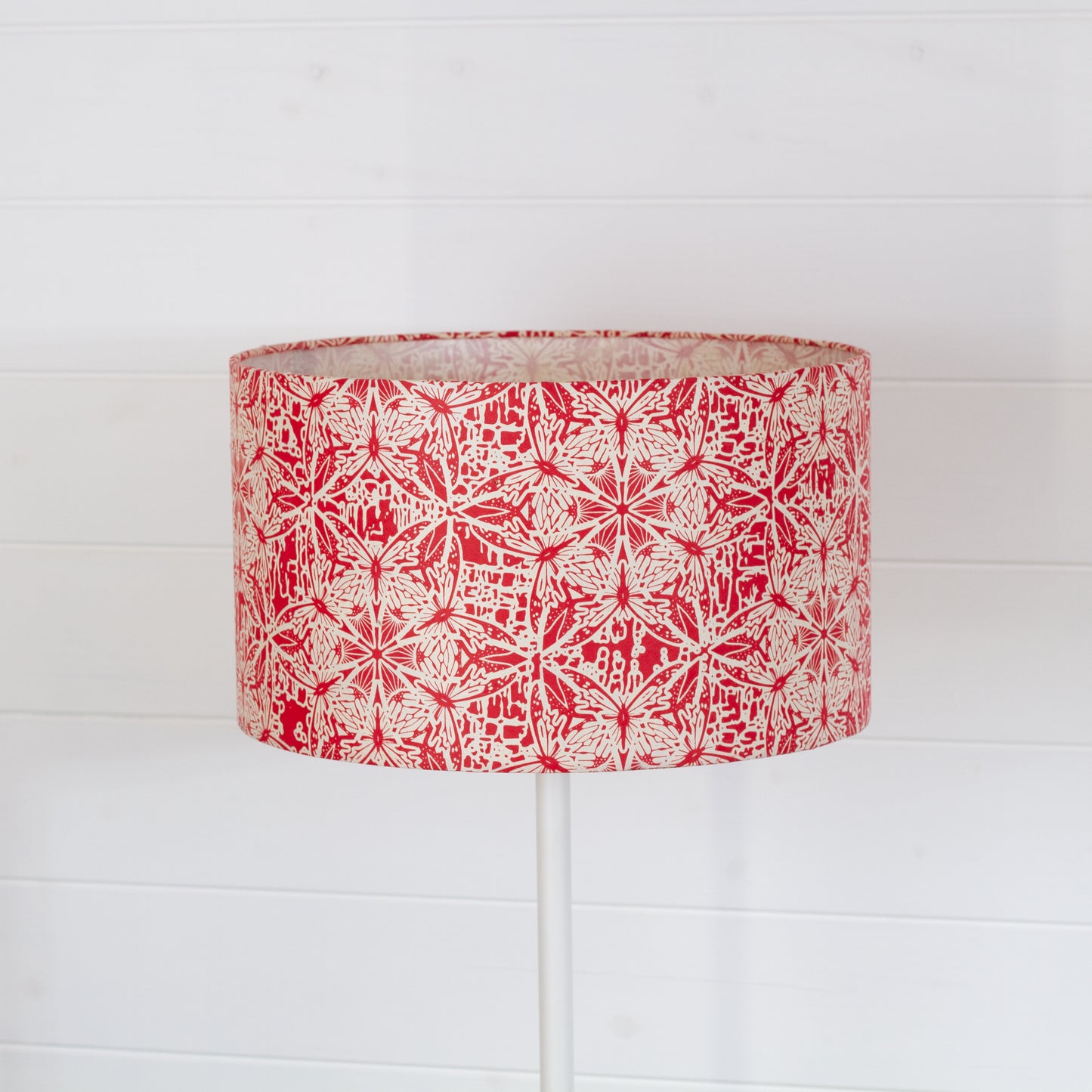 Drum Lamp Shade - B137 ~ Butterfly Kaleidoscope Red, 35cm(d) x 20cm(h)