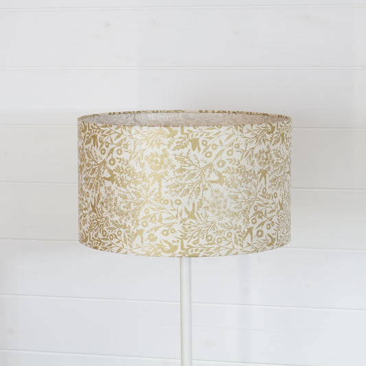 Drum Lamp Shade - B135 ~ Gold Birds, 35cm(d) x 20cm(h)