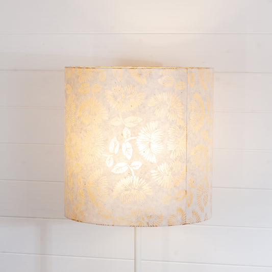 Drum Lamp Shade - P09 - Batik Peony on Natural, 40cm(d) x 40cm(h)