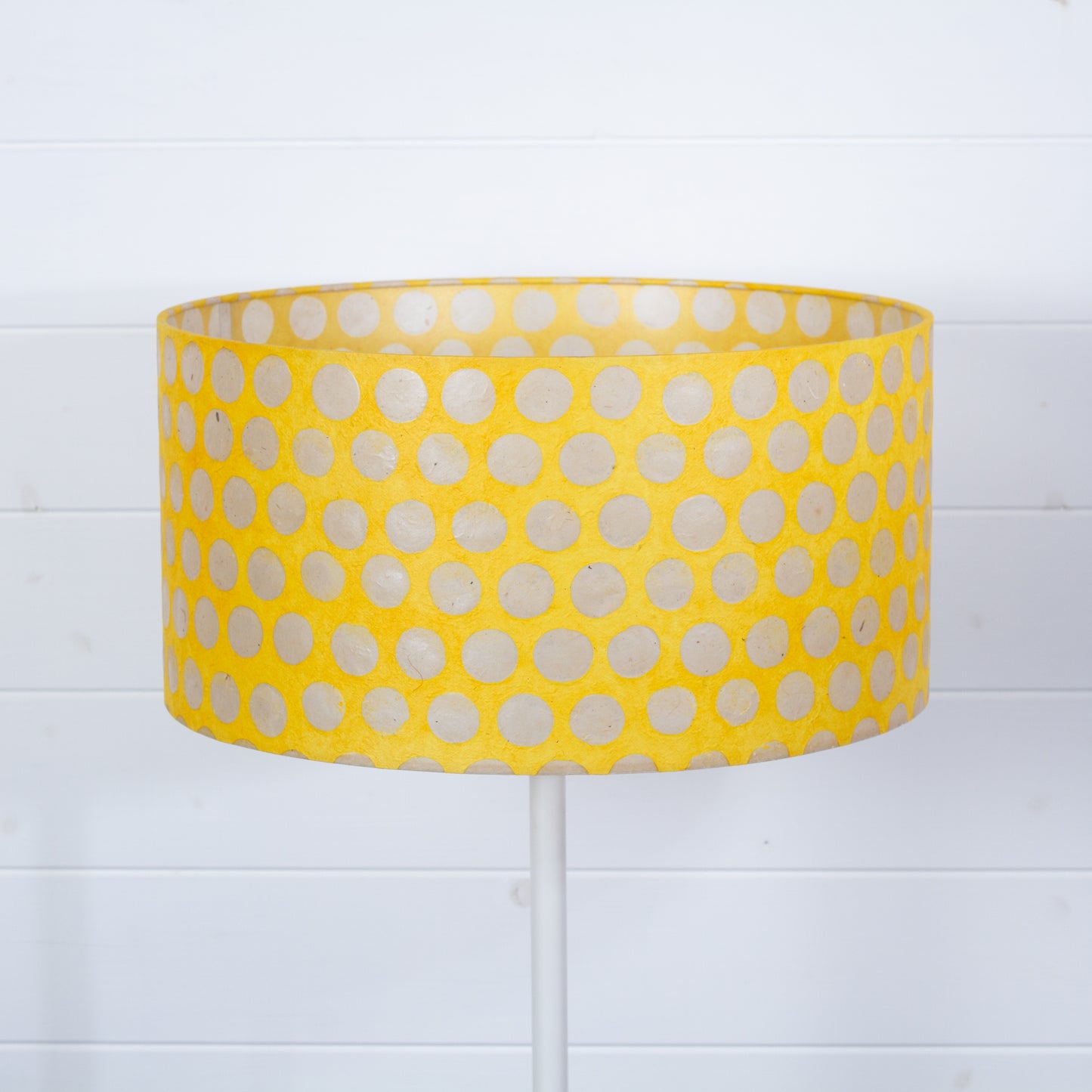 Drum Lamp Shade - P86 ~ Batik Dots on Yellow, 40cm(d) x 20cm(h)