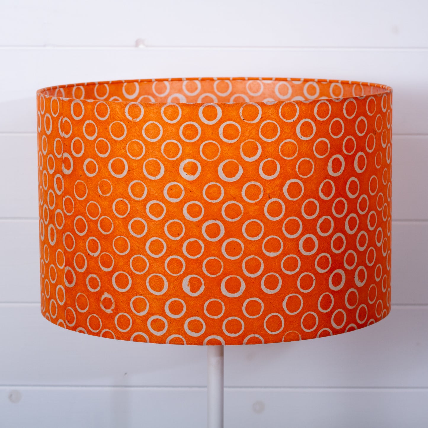 Drum Lamp Shade - P03 - Batik Orange Circles, 40cm(d) x 25cm(h)