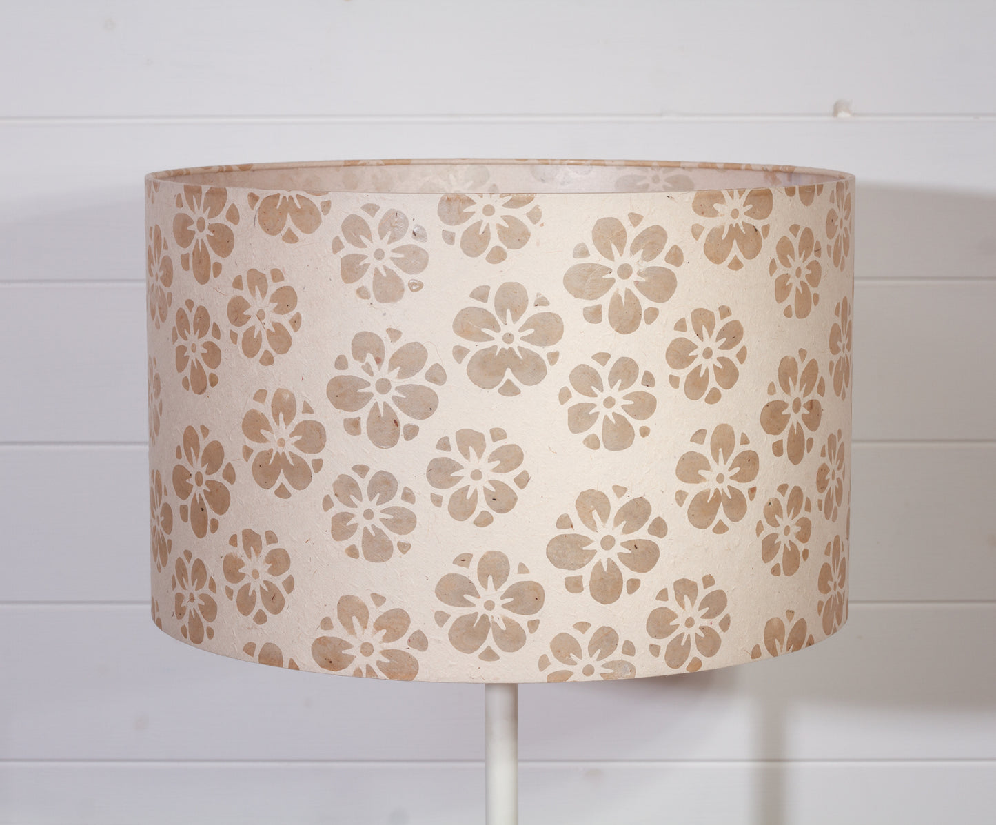 Drum Lamp Shade - P75 ~ Batik Star Flower Natural, 40cm(d) x 25cm(h)