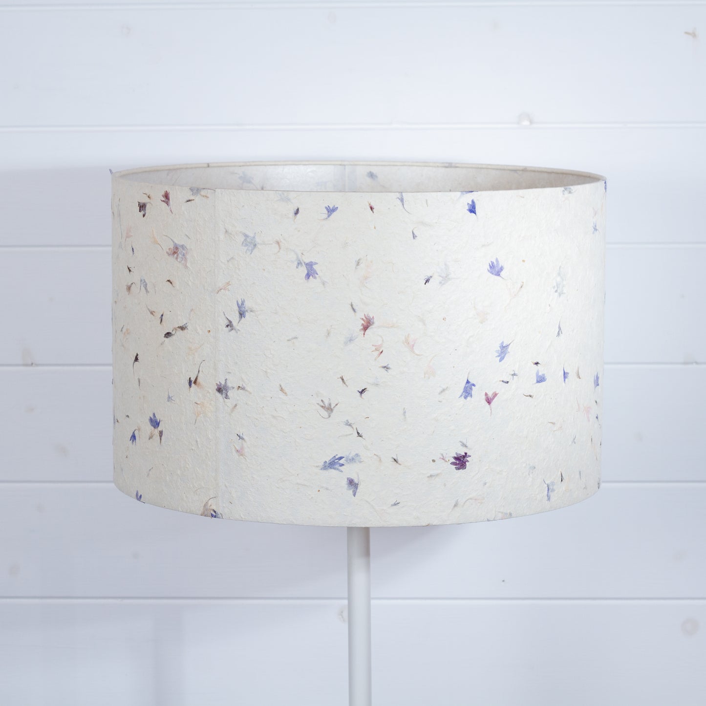 Drum Lamp Shade - P34 - Cornflower Petals on Natural, 40cm(d) x 25cm(h)