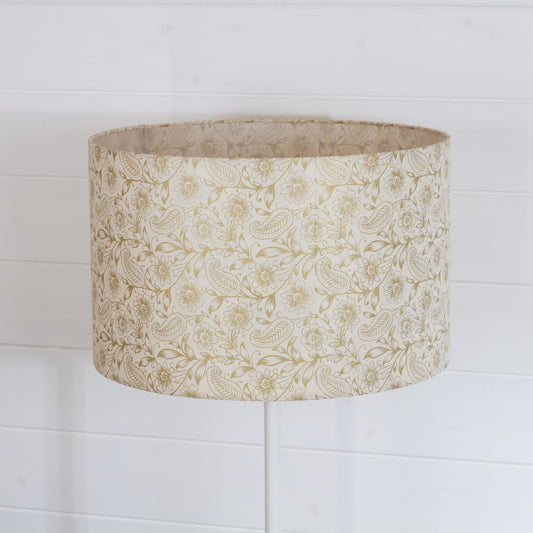 Drum Lamp Shade - P69 ~ Garden Gold on Natural, 40cm(d) x 25cm(h)