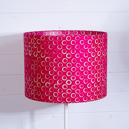 Drum Lamp Shade - B140 ~ Batik Circles Hot Pink, 40cm(d) x 30cm(h)