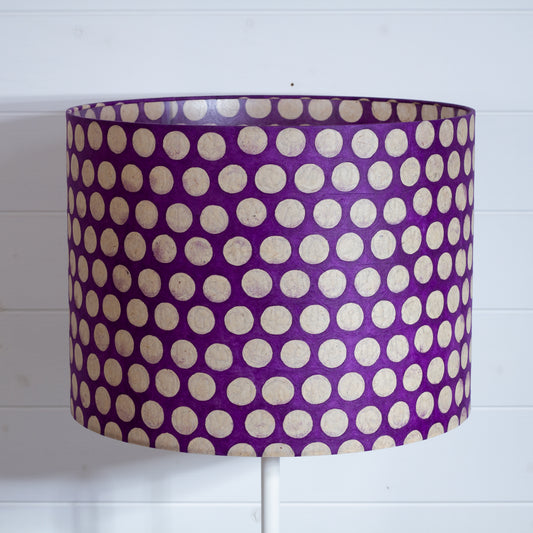 Drum Lamp Shade - P79 - Batik Dots on Purple, 40cm(d) x 30cm(h)