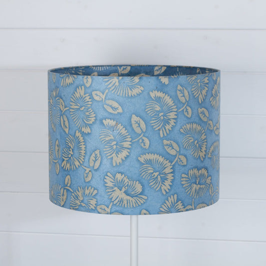 Drum Lamp Shade - B129 ~ Batik Peony Blue, 40cm(d) x 30cm(h)