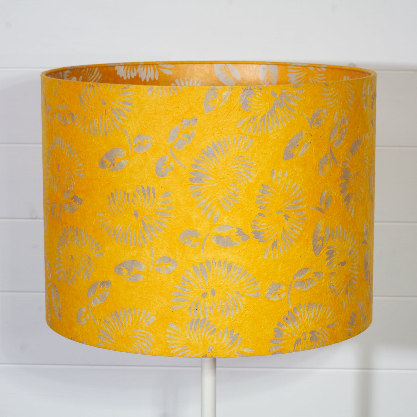 Drum Lamp Shade - B120 - Batik Peony Yellow, 40cm(d) x 30cm(h)