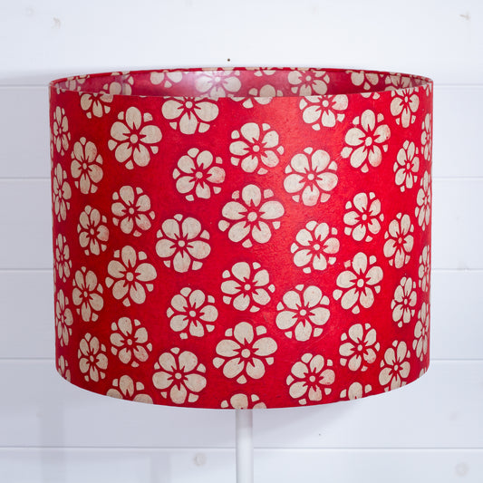 Drum Lamp Shade - P76 - Batik Star Flower Red, 40cm(d) x 30cm(h)