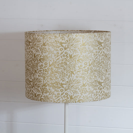Drum Lamp Shade - B135 ~ Gold Birds, 40cm(d) x 30cm(h)
