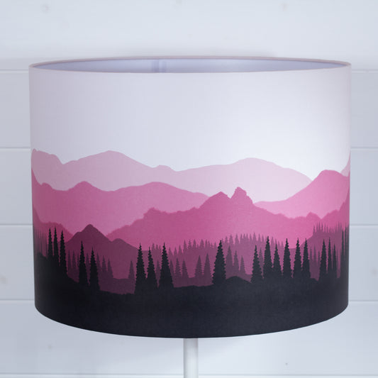 Landscape #4 Print Drum Lamp Shade 40cm(d) x 30cm(h) - Pink