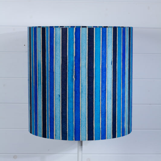 Drum Lamp Shade - P05 - Batik Stripes Blue, 40cm(d) x 40cm(h)