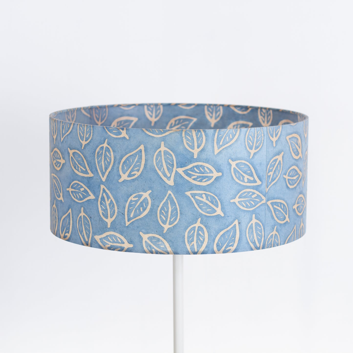 Drum Lamp Shade - P31 - Batik Leaf on Blue, 45cm(d) x 20cm(h)