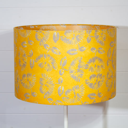 Drum Lamp Shade - B120 - Batik Peony Yellow, 45cm(d) x 30cm(h)