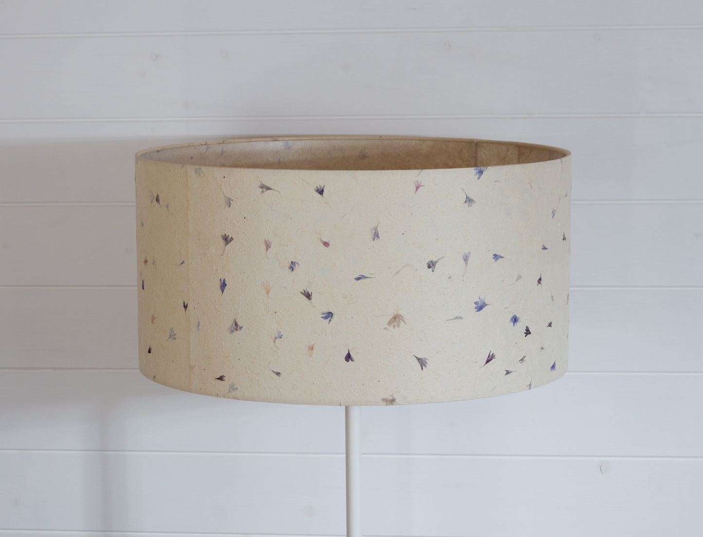 Drum Lamp Shade - P34 - Cornflower Petals on Natural Lokta, 50cm(d) x 25cm(h)