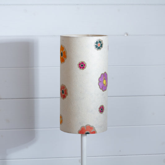 Drum Lamp Shade - P35 ~ Batik Multi Flower on Natural, 15cm(diameter)