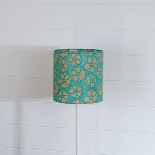 Drum Lamp Shade - P80 ~ Batik Star Flower Sea Foam, 20cm(d) x 20cm(h)