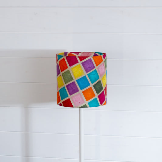 Drum Lamp Shade - P01 - Offset Batik Multi Square, 20cm(d) x 20cm(h)