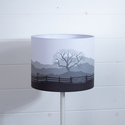 Drum Lamp Shade - Landscape Gate Grey, 25cm(d) x 20cm(h)