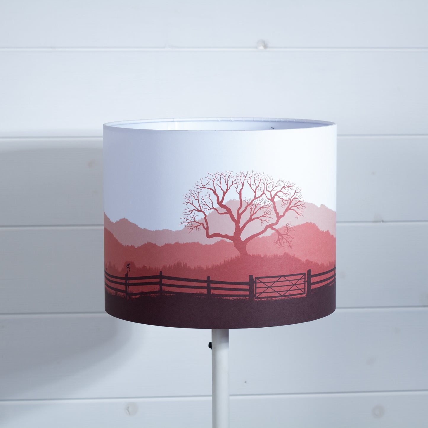 Drum Lamp Shade - Landscape Gate Red, 25cm(d) x 20cm(h)