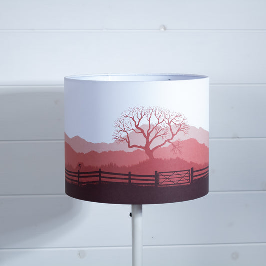 Drum Lamp Shade - Landscape Gate Red, 25cm(d) x 20cm(h)