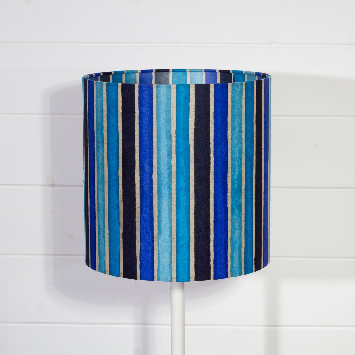 Drum Lamp Shade - P05 - Batik Stripes Blue, 25cm x 25cm