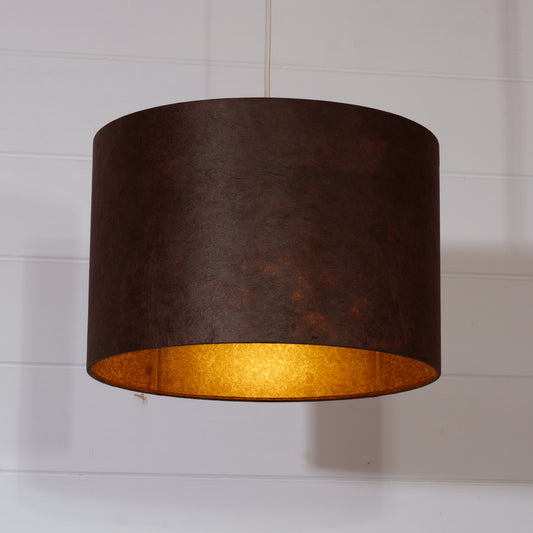 Drum Lamp Shade - P58 - Brown Lokta, 30cm(d) x 20cm(h)