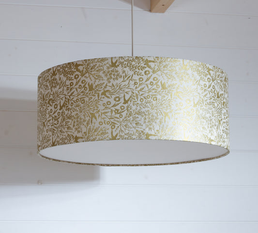 Drum Lamp Shade - B135 ~ Gold Birds, 50cm(d) x 20cm(h)