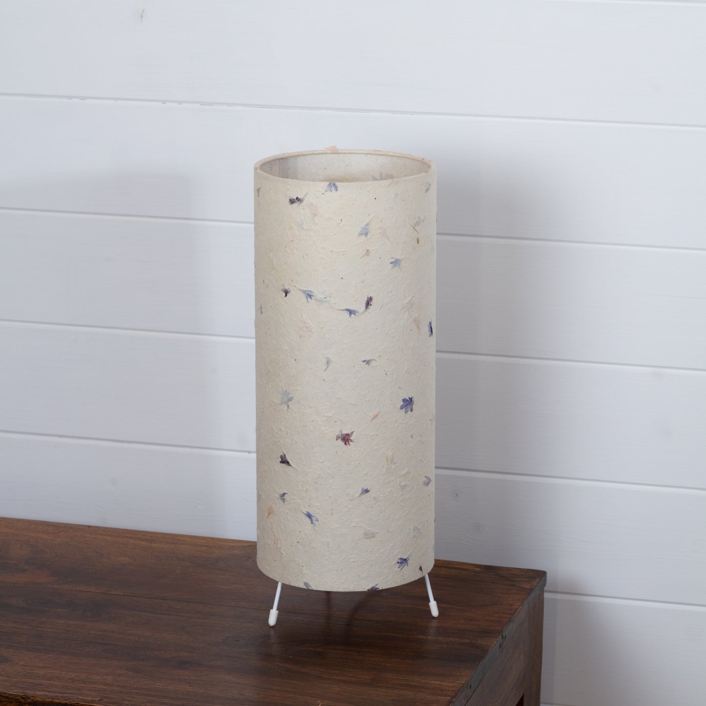 Free Standing Table Lamp Small - P34 ~ Cornflower Petals on Natural Lokta