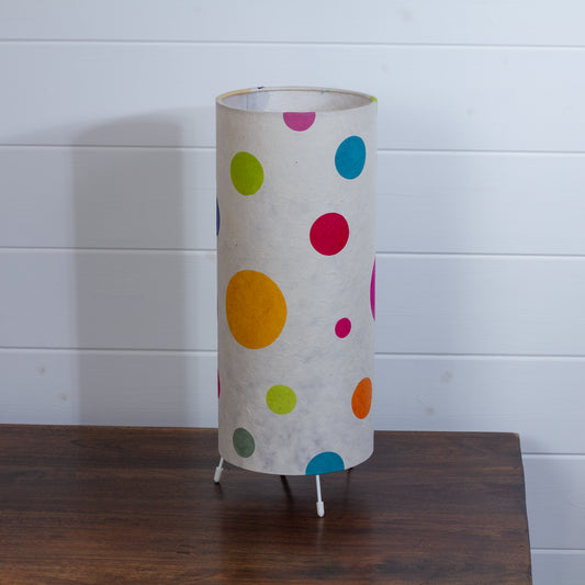 Free Standing Table Lamp Small - P39 ~ Polka Dots on Natural Lokta