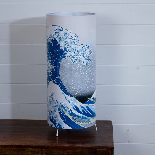 Large Free-Standing Table Lamp - Hokusai 's The Great Wave 25cm(d) x 60cm(h)