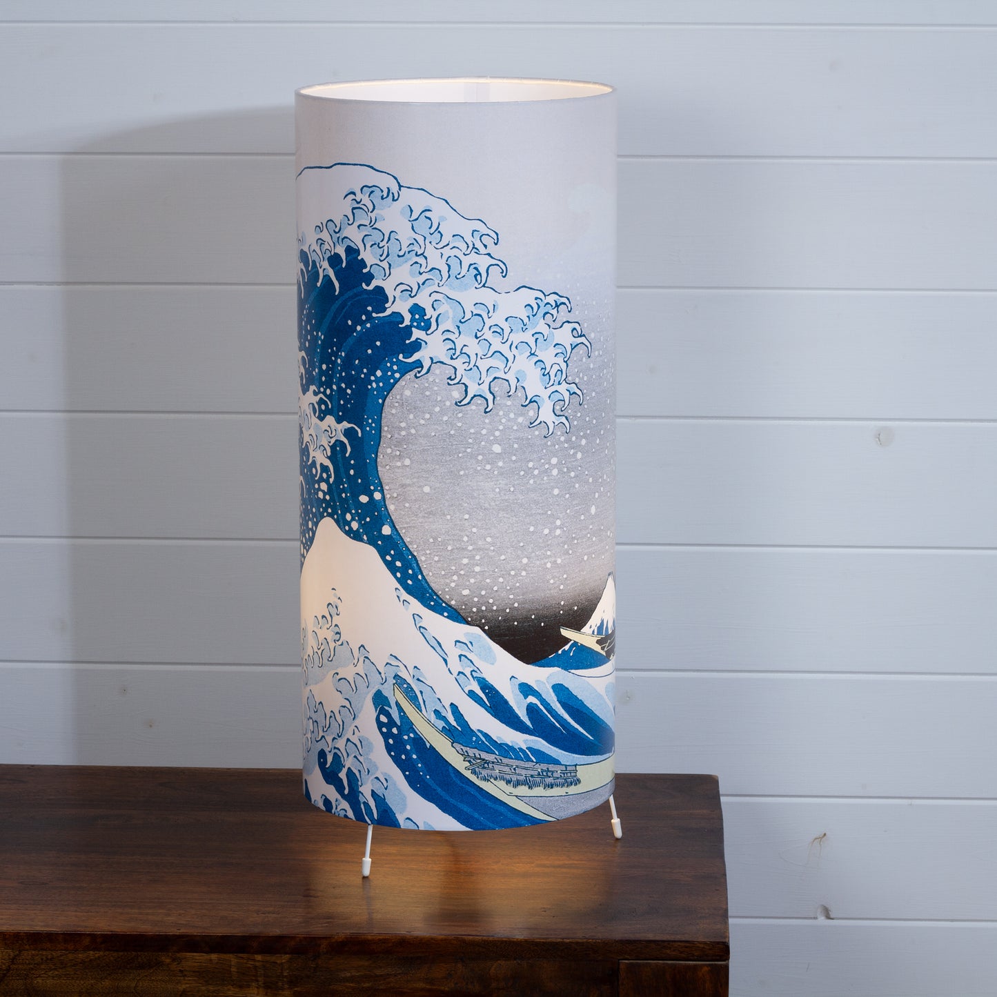 Large Free-Standing Table Lamp - Hokusai 's The Great Wave 25cm(d) x 60cm(h)