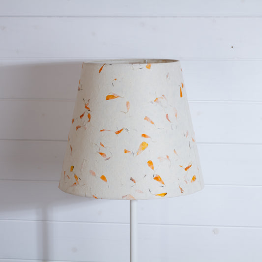 Conical Lamp Shade P32 - Marigold Petals on Natural Lokta, 23cm(top) x 35cm(bottom) x 31cm(height)