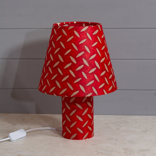 Matching Table Lamp (Small) with Conical Lamp Shade ~ P90 ~ Batik Tread Plate Red
