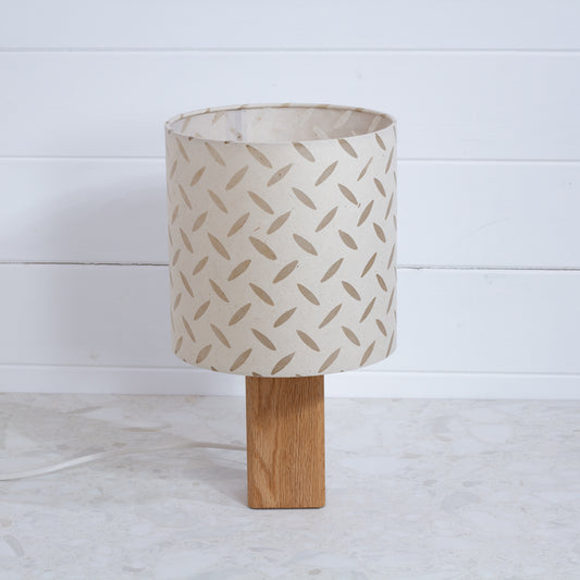 Square Oak Table Lamp with 20x20cm Drum Lamp Shade P10