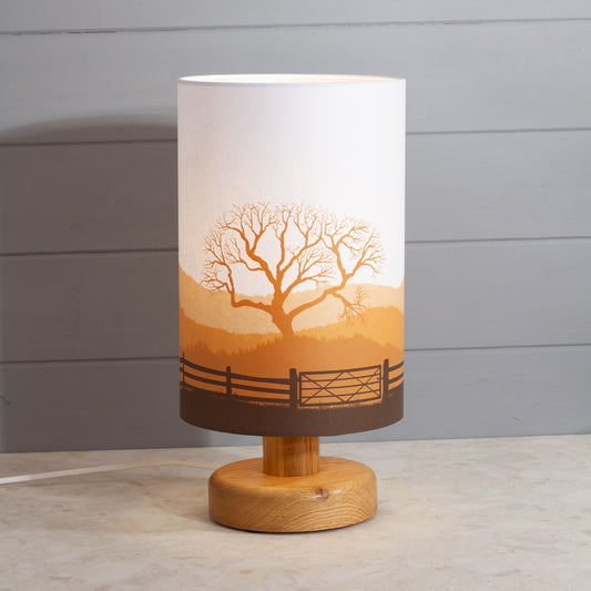 Landscape Gate Print, Oak with Riser Table Lamp with Drum Shade (20x30cm) ~ 9 Colour options