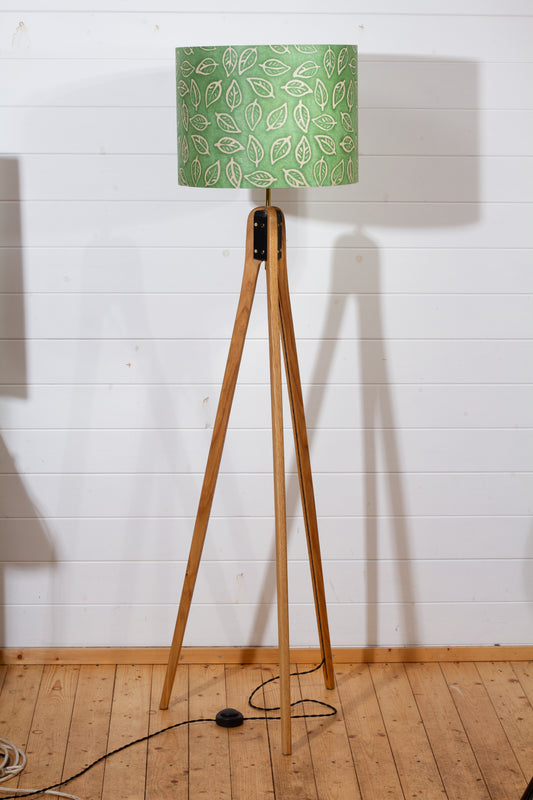 Oak Tripod Floor Lamp - P29 - Batik Leaf on Green