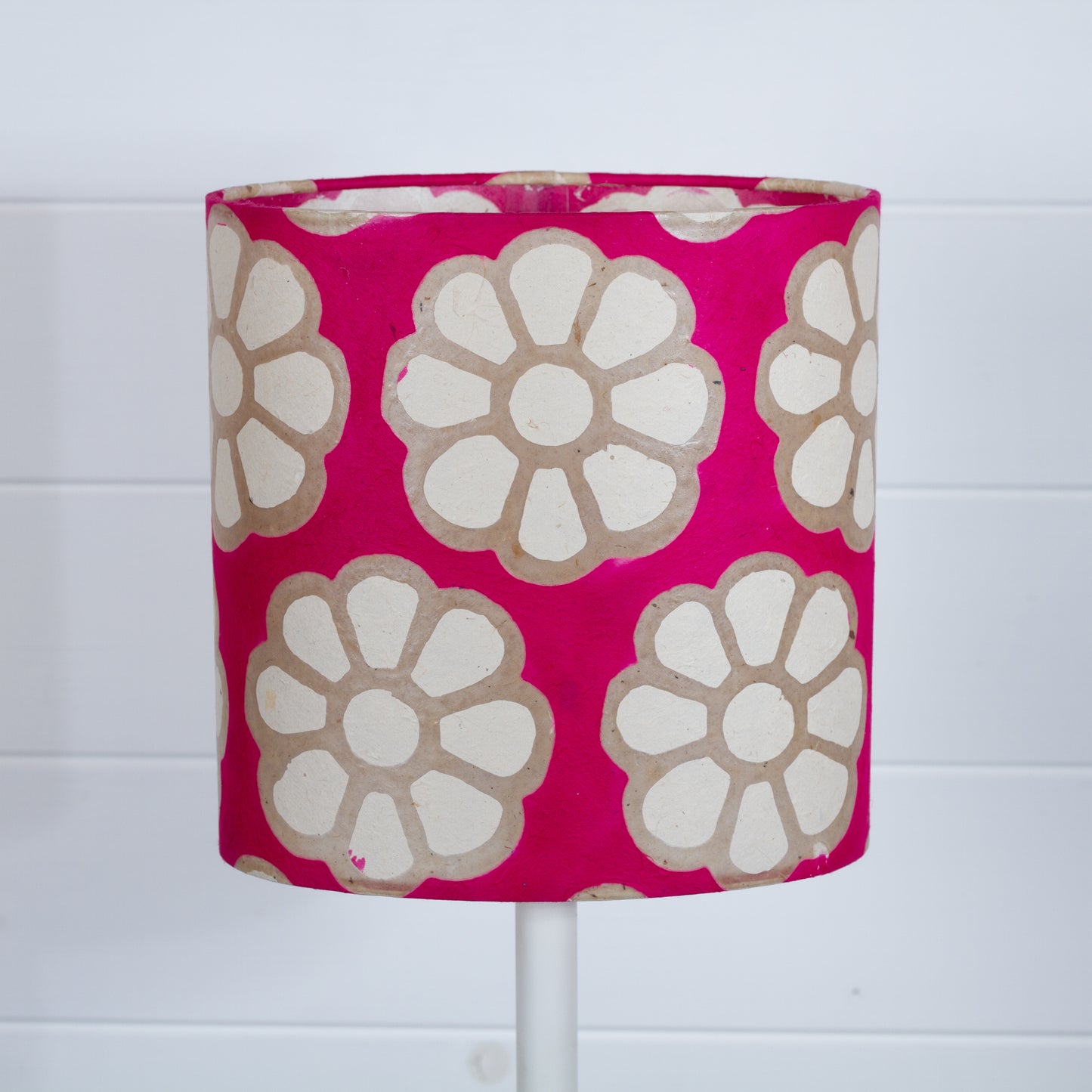 Oval Lamp Shade - P22 - Batik Big Flower on Hot Pink, 20cm(w) x 20cm(h) x 13cm(d)