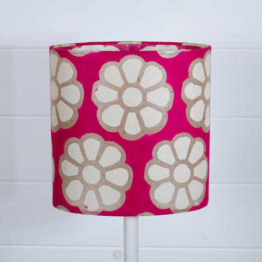 Oval Lamp Shade - P22 - Batik Big Flower on Hot Pink, 20cm(w) x 20cm(h) x 13cm(d)