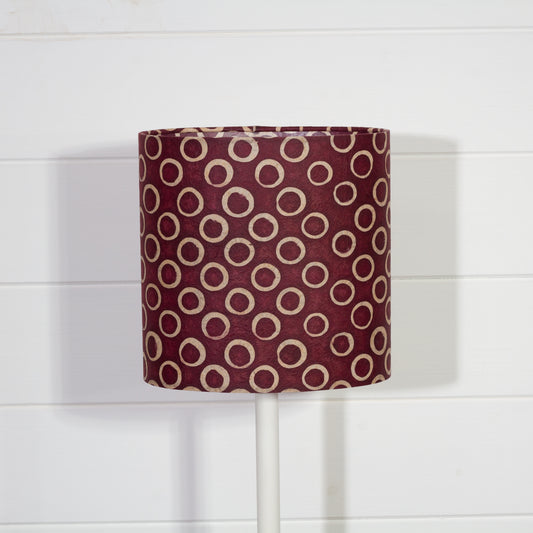 Oval Lamp Shade - P73 - Batik Cranberry Circles, 20cm(w) x 20cm(h) x 13cm(d)